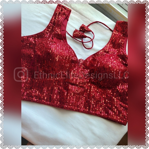 Salwar Kameez Tops - New Ready to wear Red sequins blouses